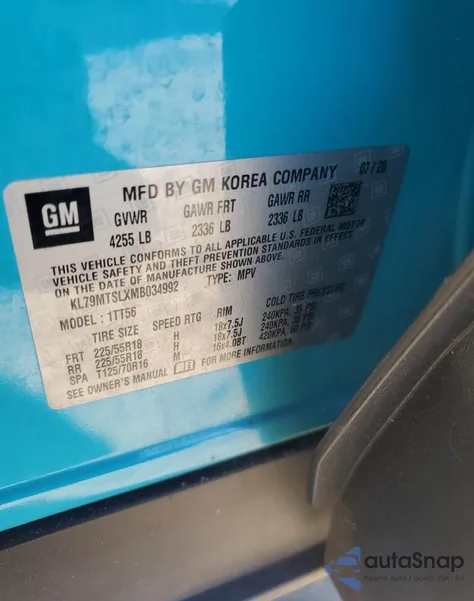 2021 Chevrolet Trailblazer Rs from USA, damaged, VIN KL79MTSLXMB034992